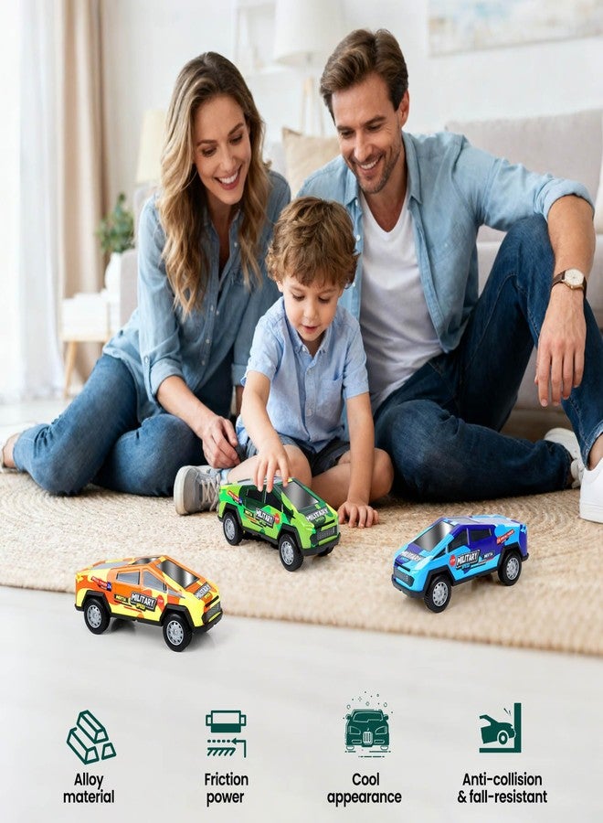 ZOHANINDL 7.1 Inch Monster Truck Kid Toys Set ,Push and Go Friction Power Pull Back Wind up Race Cars,Military Camouflage 1/32 Model Car 3 Pack, Toddlers 3 4 5 6 7 8 9 for Boys and Girls Party Toy Gift - Image 4